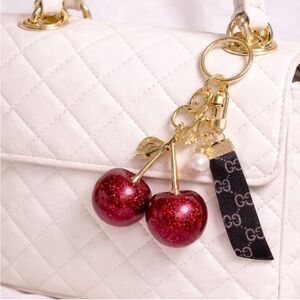 Cherries Key Chain/Bag Charm in Red• JUMBO SIZE • NEW